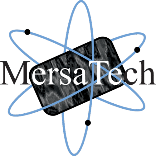 MersaTech logo with atom symbol