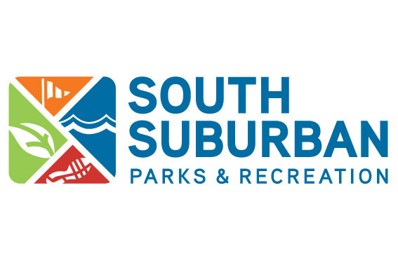 Blue and multicolor parks and recreation emblem
